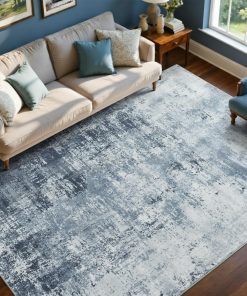 6x9 Ft Large Area Rugs for Living Room. Soft Non-Slip Washable Rugs Modern Abstract Pattern Carpet for Bedroom Indoor Floor Nursery Home Decor (Blue)